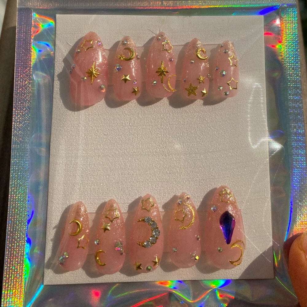 Womens press on nails Sailor moon glue on nails with designs Christmas